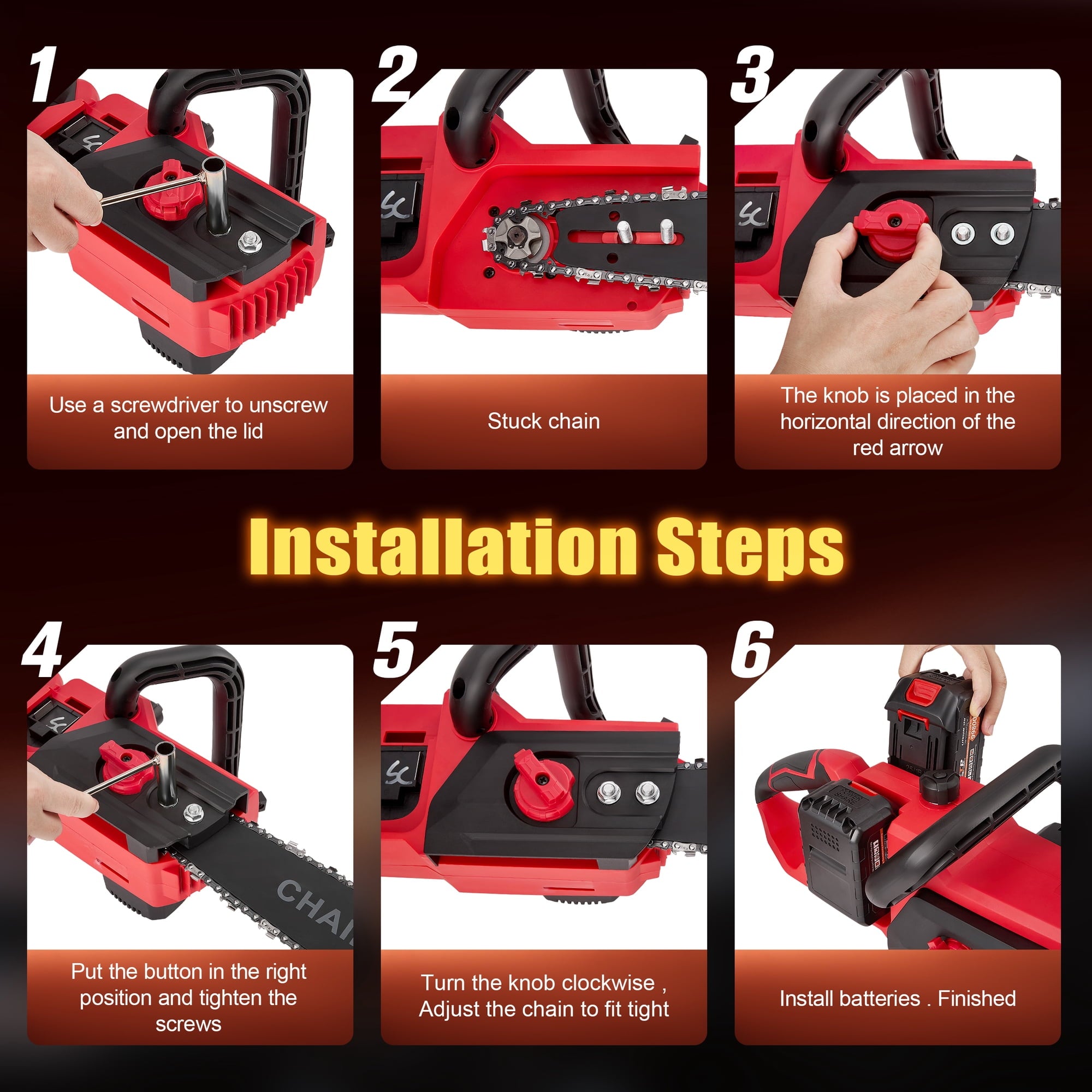 RELOIVE 16" Brushless Cordless Chainsaw, 42V 4000mAh with 3 Chains & Dual Chargers for Heavy-Duty Tree Cutting